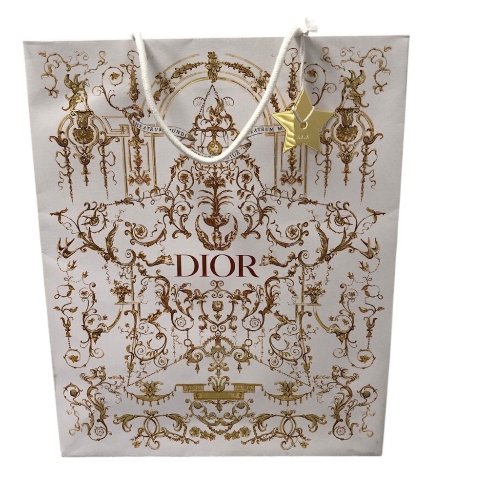 Dior Shopping Bag White Gold Ornate Theatrum Mundi Star Charm Large 17x14x6.5
